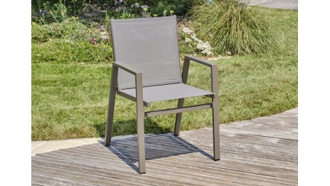 Fauteuil de jardin empilable FLORIDE en textilène et aluminium - QUARTZ