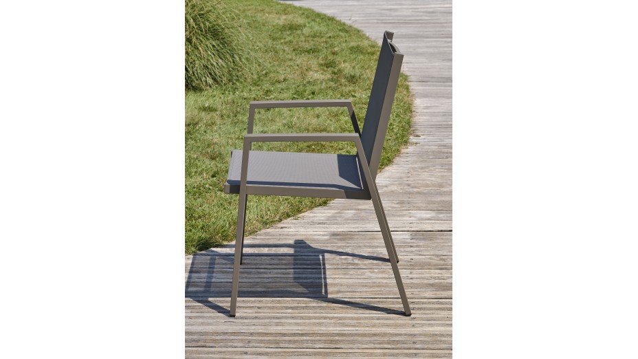 Fauteuil de jardin empilable FLORIDE en textilène et aluminium - QUARTZ
