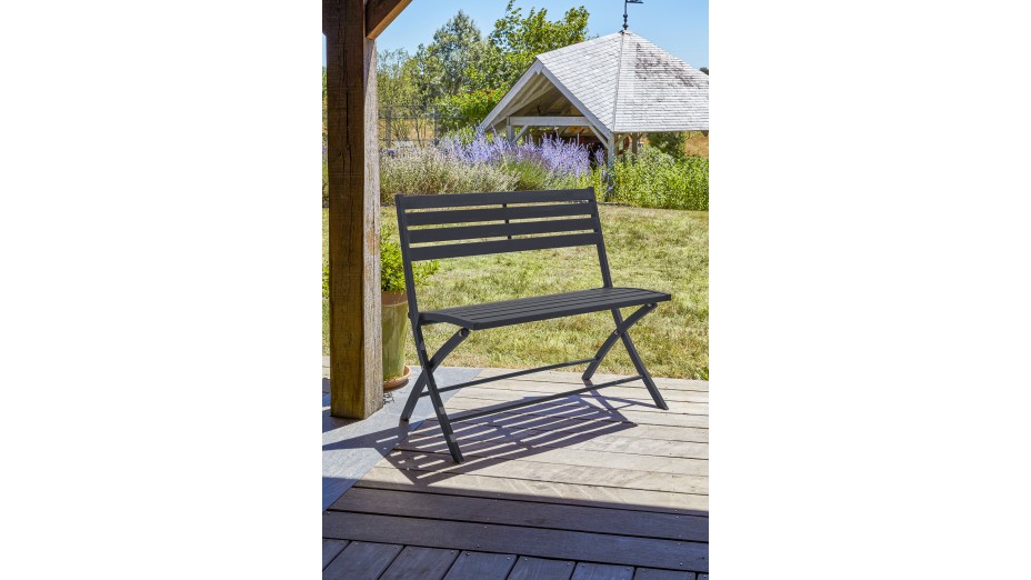 Banc de jardin pliant MARIUS en aluminium - GRIS ANTHRACITE