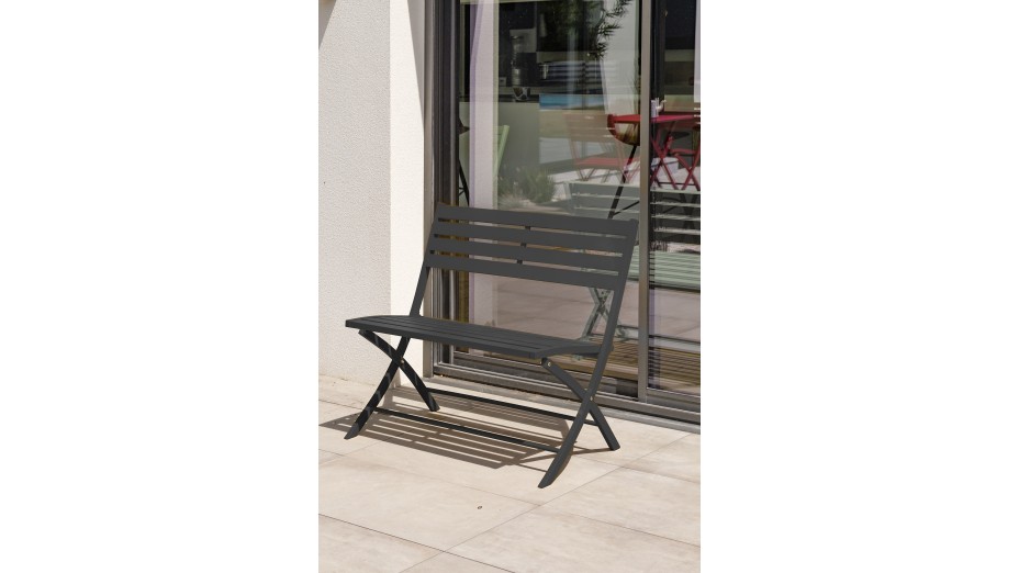 Banc de jardin pliant MARIUS en aluminium - GRIS ANTHRACITE