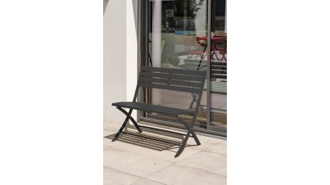 Banc de jardin pliant MARIUS en aluminium - GRIS ANTHRACITE