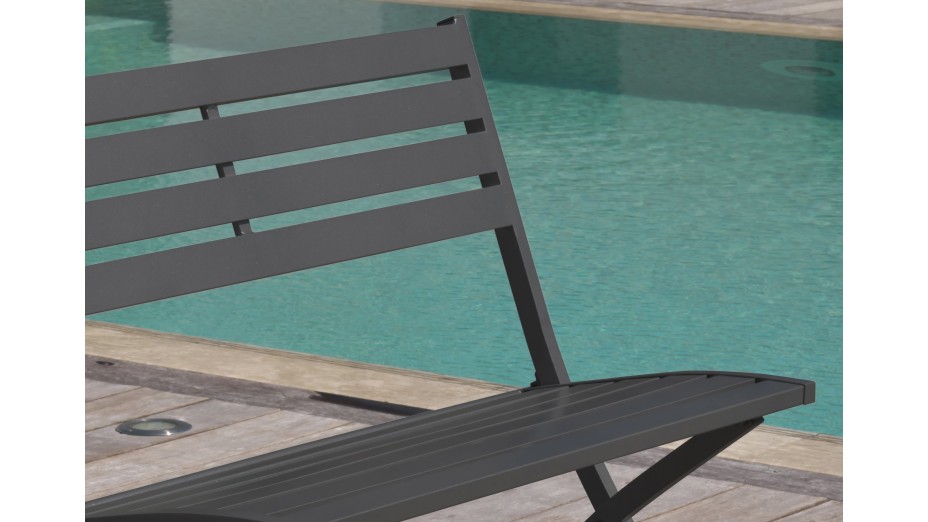 Banc de jardin pliant MARIUS en aluminium - GRIS ANTHRACITE