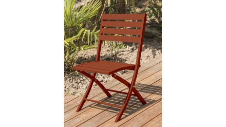 Chaise de jardin pliante MARIUS en aluminium - TERRACOTTA