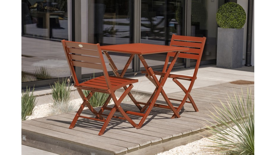 Chaise de jardin pliante MARIUS en aluminium - TERRACOTTA