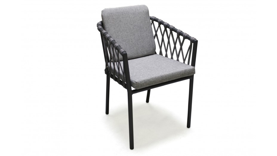 Fauteuil de jardin PILAT en aluminium et corde - GRIS ANTHRACITE