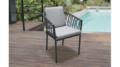 Fauteuil de jardin PILAT en aluminium et corde - GRIS ANTHRACITE