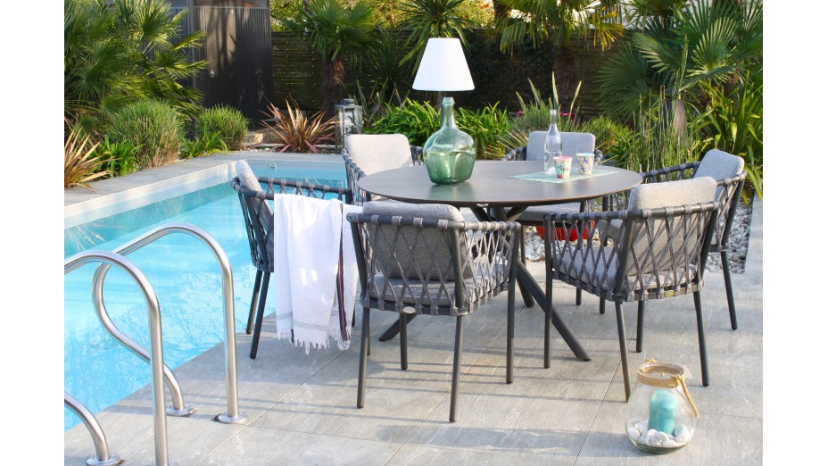 Fauteuil de jardin PILAT en aluminium et corde - GRIS ANTHRACITE