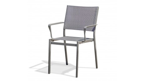 Fauteuil de jardin empilable STOCKHOLM en textilène et aluminium - GRIS ANTHRACITE