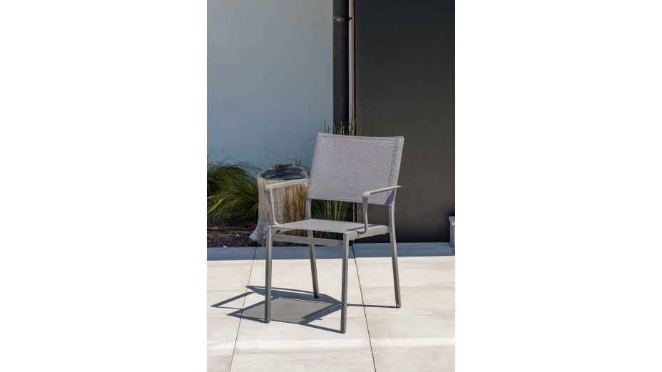 Fauteuil de jardin empilable STOCKHOLM en textilène et aluminium - GRIS ANTHRACITE