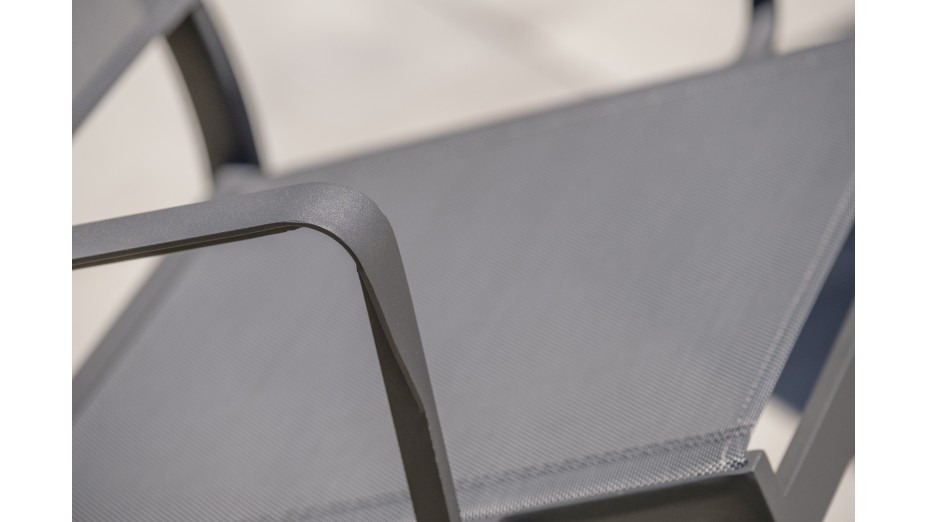 Fauteuil de jardin empilable STOCKHOLM en textilène et aluminium - GRIS ANTHRACITE
