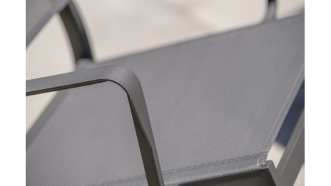Fauteuil de jardin empilable STOCKHOLM en textilène et aluminium - GRIS ANTHRACITE