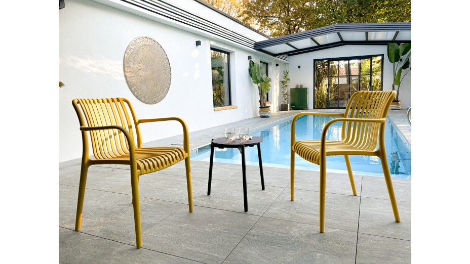 Fauteuil de jardin empilable TIAGO en polypropylène - MOUTARDE