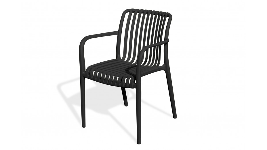 Fauteuil de jardin empilable TIAGO en polypropylène - NOIR