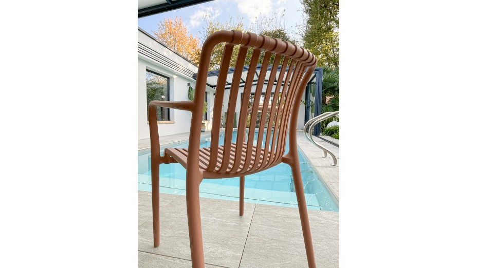 Lot composé de 2 fauteuils de jardin TIAGO-FT-TERRACOTTA empilables