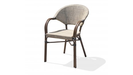 Fauteuil de jardin USHUAIA empilable en aluminium marron et textilène - LIN