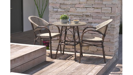 Fauteuil de jardin USHUAIA empilable en aluminium marron et textilène - LIN