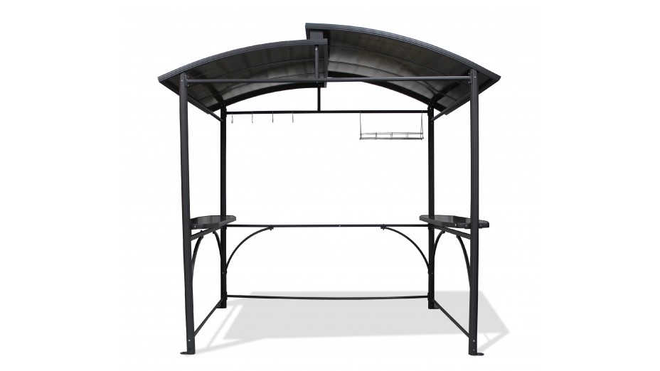 ABRI BARBECUE (240x150 cm) en aluminium et polycarbonate - GRIS ANTHRACITE