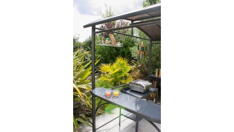ABRI BARBECUE (240x150 cm) en aluminium et polycarbonate - GRIS ANTHRACITE