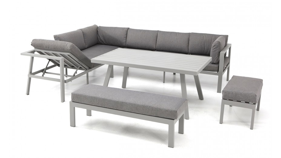 Ensemble repas de jardin ANTALYA 9 places en aluminium - GRIS