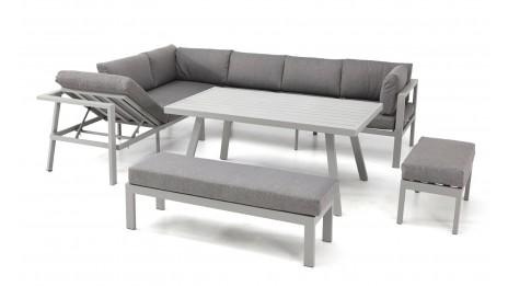 Ensemble repas de jardin ANTALYA 9 places en aluminium - GRIS