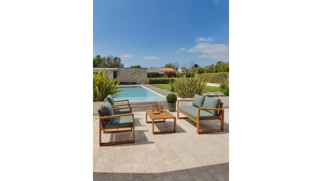 Salon bas de jardin ARACAJU 4 places en bois d'acacia - OLIVE
