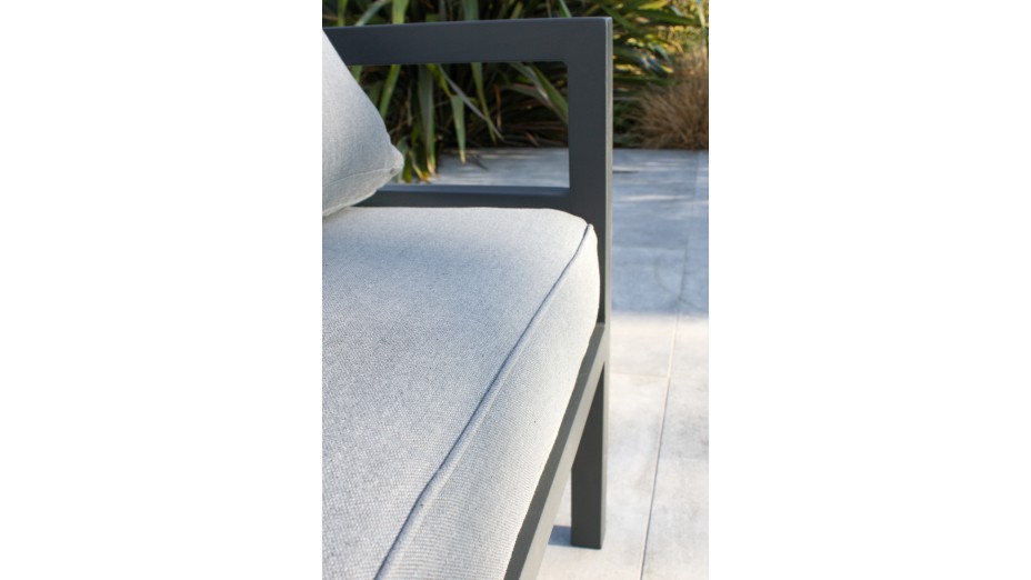 Salon de jardin d'angle BEAUBOURG 6 places en aluminium - GRIS ANTHRACITE