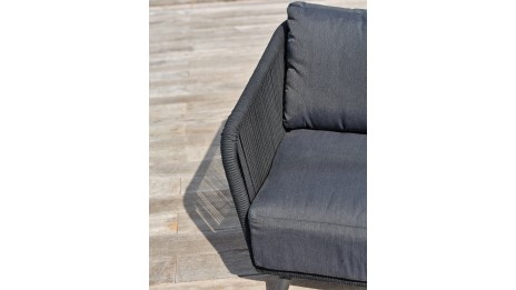Salon bas de jardin BIARRITZ 5 places en aluminium et corde tissée - NOIR