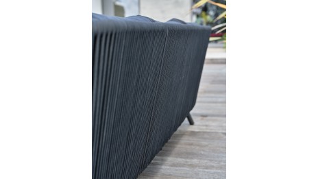 Salon bas de jardin BIARRITZ 5 places en aluminium et corde tissée - NOIR