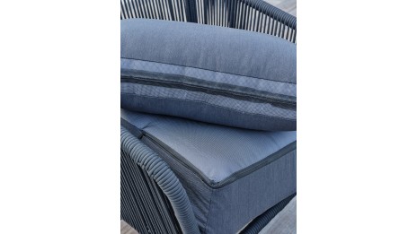 Salon bas de jardin BIARRITZ 5 places en aluminium et corde tissée - NOIR