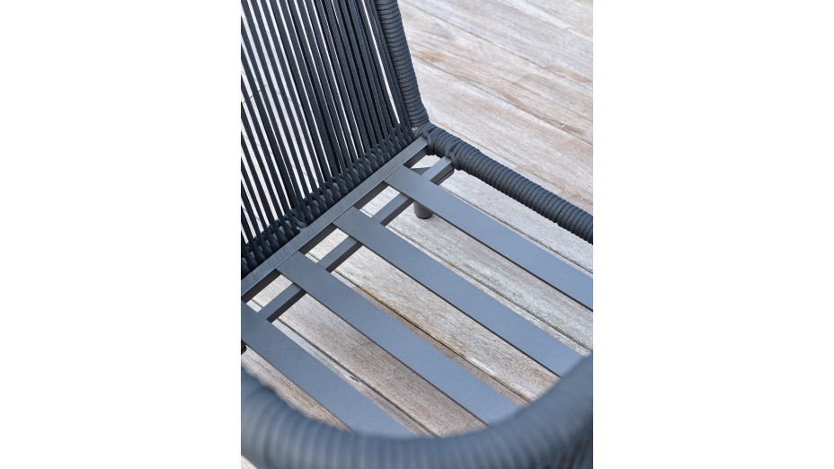 Salon bas de jardin BIARRITZ 5 places en aluminium et corde tissée - NOIR