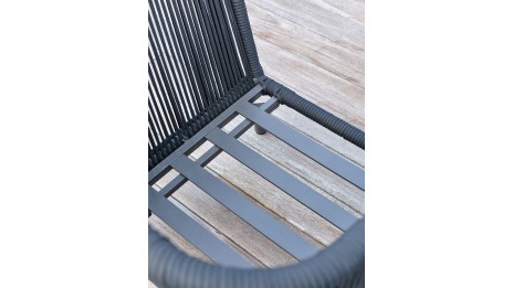 Salon bas de jardin BIARRITZ 5 places en aluminium et corde tissée - NOIR
