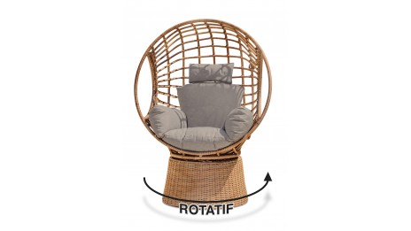 Balancelle de jardin BORABORA en résine tressée - MARRON
