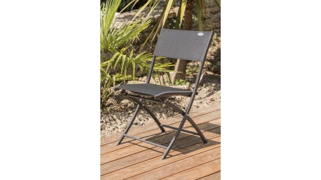 Chaise de jardin pliante C43 en aluminium gris anthracite et textilène - NOIR