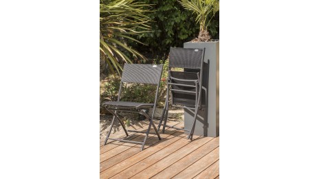 Chaise de jardin pliante C43 en aluminium gris anthracite et textilène - NOIR