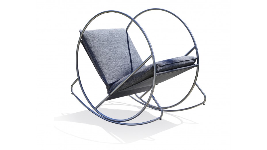 Rocking chair de jardin CAPRERA en textilène et inox - GRIS