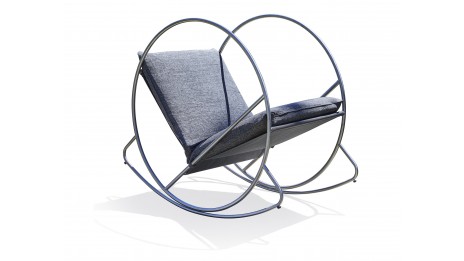 Rocking chair de jardin CAPRERA en textilène et inox - GRIS