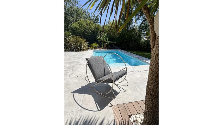 Rocking chair de jardin CAPRERA en textilène et inox - GRIS