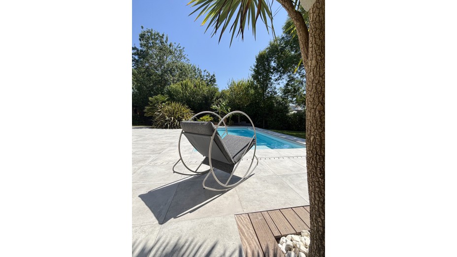 Rocking chair de jardin CAPRERA en textilène et inox - GRIS