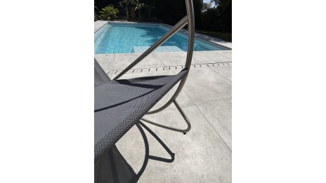 Rocking chair de jardin CAPRERA en textilène et inox - GRIS