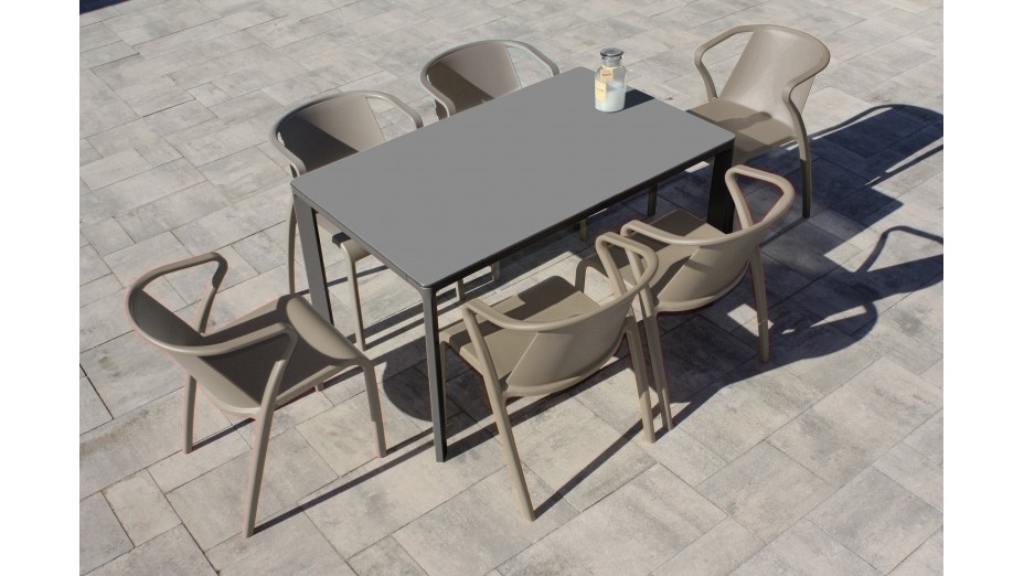 Fauteuil de jardin empilable FADO en polypropylène renforcé avec fibre de verre - TAUPE