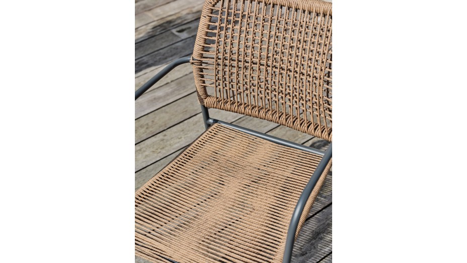 Fauteuil de jardin empilable MARCEAU en corde et acier - GRIS ANTHRACITE