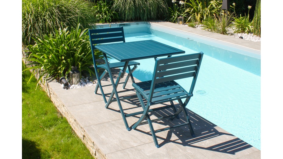Chaise de jardin pliante MARIUS en aluminium - BLEU CANARD