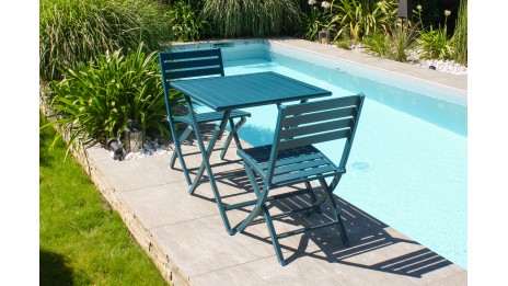 Chaise de jardin pliante MARIUS en aluminium - BLEU CANARD