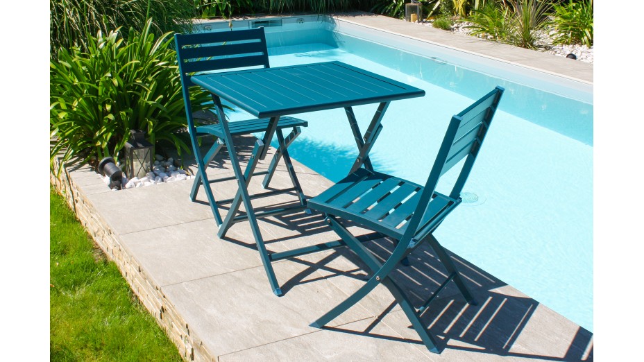 Chaise de jardin pliante MARIUS en aluminium - BLEU CANARD