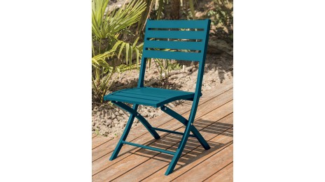 Chaise de jardin pliante MARIUS en aluminium - BLEU CANARD