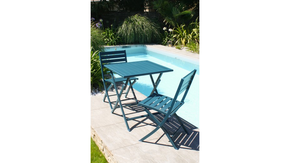 Chaise de jardin pliante MARIUS en aluminium - BLEU CANARD