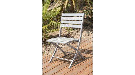 Chaise de jardin pliante MARIUS en aluminium - GRIS