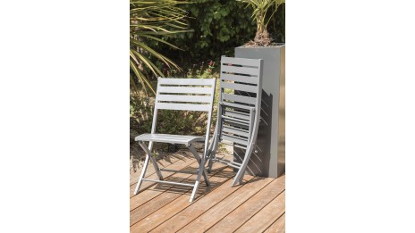 Chaise de jardin pliante MARIUS en aluminium - GRIS