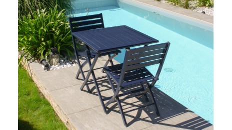 Chaise de jardin pliante MARIUS en aluminium - BLEU NUIT