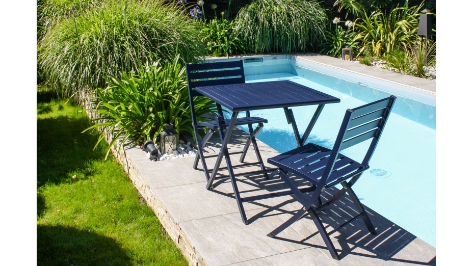 Chaise de jardin pliante MARIUS en aluminium - BLEU NUIT